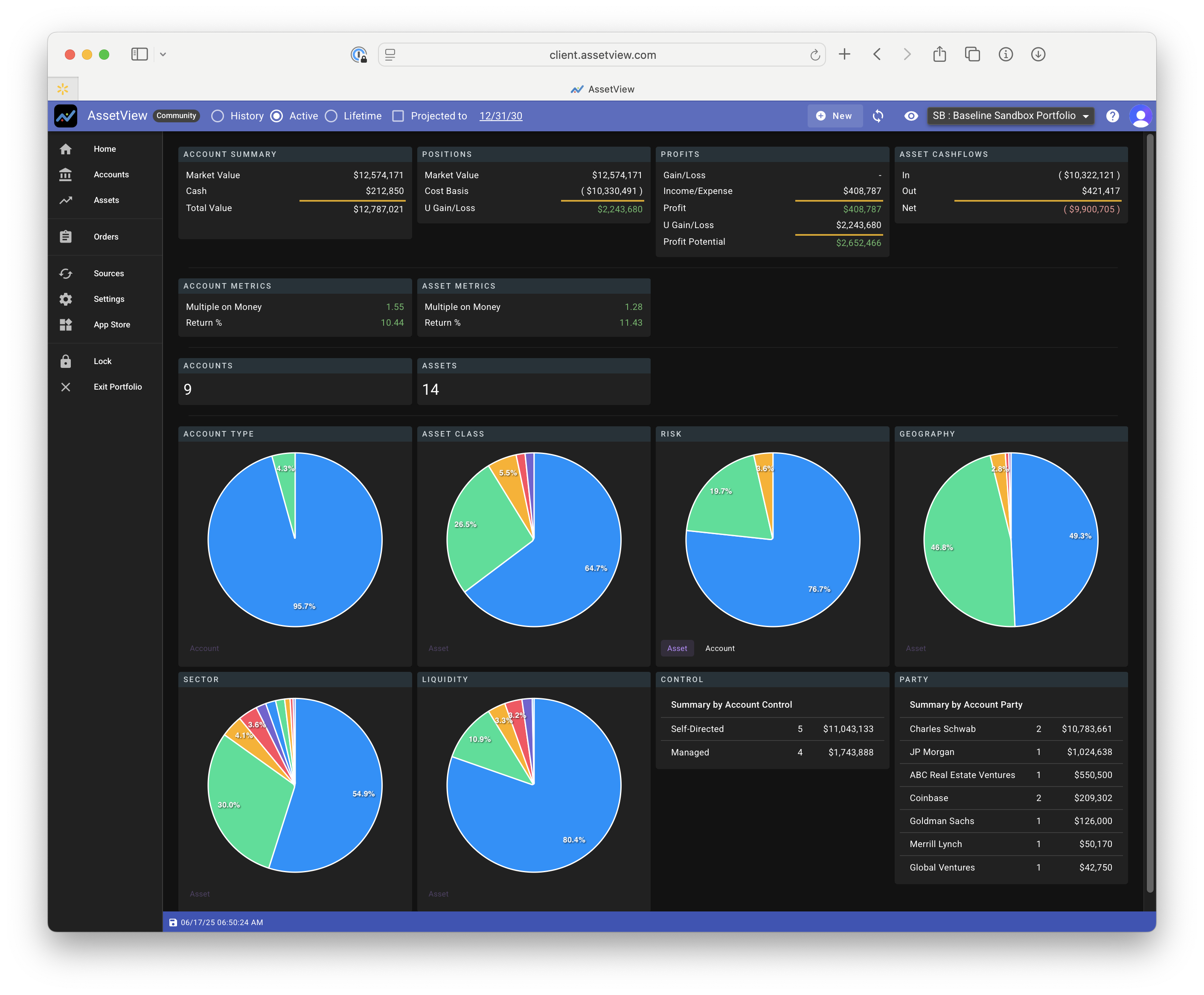 AssetView portfolio dashboard